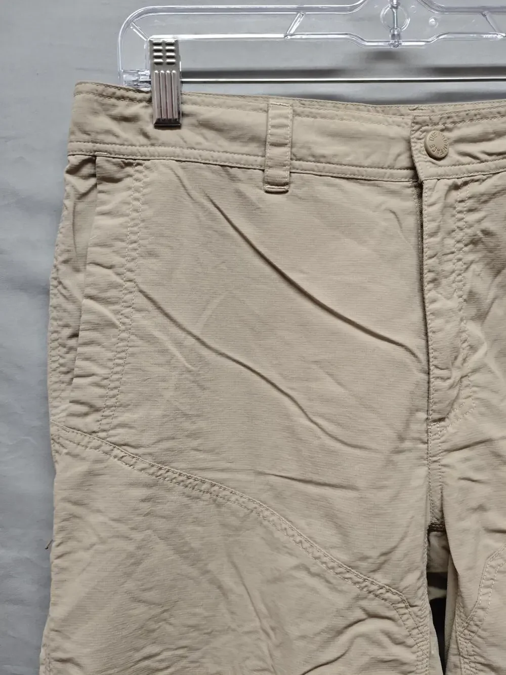 The North Face Shorts Mens 34 Khaki Nylon Hiking Quick Dry Cargo Pocket Outdoor